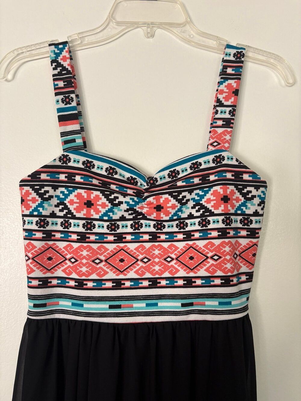 Finesse Aztec Print Maxi Dress XS S Boho Geometric Tribal Sheer Chiffon Festival - Picture 5 of 7